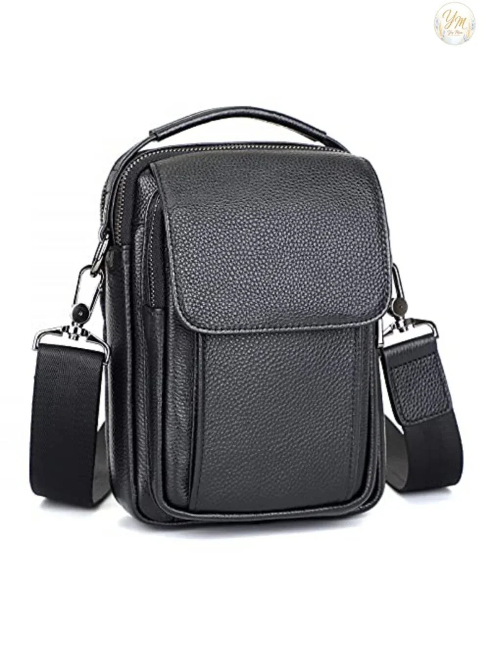 Genuine Leather Small Messenger Bag Crossbody Detachable Strap
